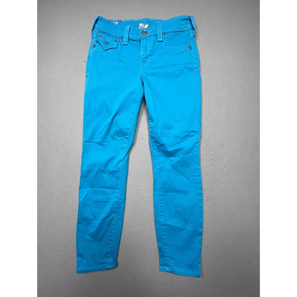 True Religion Brooklyn Jeans Cotton Elastane Turquoise Blue W28 Womens